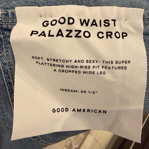 NWT GOOD AMERICAN GOOD WAIST CROPPED PALAZZO NEVER FADE JEANS SIZE 12 - Picture 6 of 8